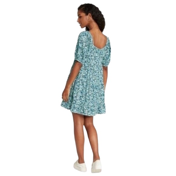 Wild Fable Ruffled Blue Floral Tiered Babydoll Dress - Picture 3 of 10